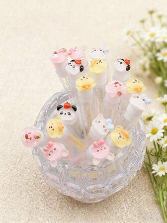 1/3/5/7 st. transparent flerfärgad panda, katt, björn, kanin tecknad serie ögonfransborste, ögonbrynsborste, bärbar tub sminkborste med transparent fodral