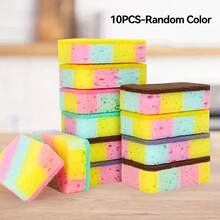 20片装双面魔术清洁海绵 - 超强吸水，耐刮擦，适用于厨房和浴室，多用途家用，颜色随机，设计紧凑，材质耐用，优质泡沫，百洁布，适合忙碌的家庭使用 - 彩色 - 查看 8