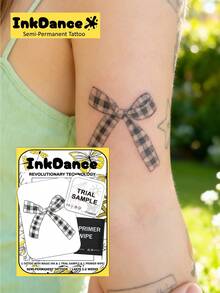1 Set Bowknot Revolutionary Technology Tattoo Stickers, Semi-Permanent Tattoo, Temporary Tattoo, Long-Lasting, Waterproof, Realistic Tattoo Effect, Plant-Based Formula, X113 - Black - View 7