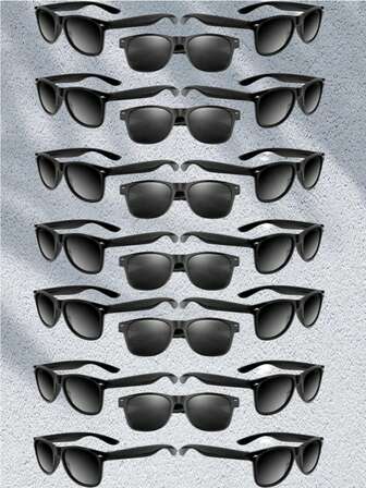 10副/20副/50副复古经典方形时尚眼镜，黑色复古风成人派对礼品、节日配饰、日常佩戴、四季皆宜