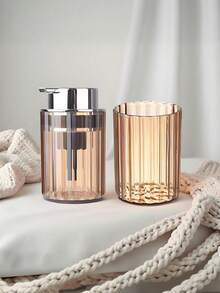 Farmhouse Style Decorative Foam Soap Dispenser, Toothbrush Holder - Black Black Pump Set - View 8