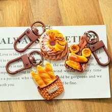 French Style Realistic Bread Keychain, Cute Miniature Food Pendant, Adorable Bag And Phone Hanging Charm, Creative Teen Girl Accessory, Fun DIY Decorative Key Ring - 法國麵包籃掛件 - 查看 4