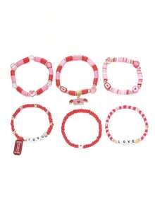 8pcs/Set Christmas Snowflake, Santa Claus, Heart, Star Beaded Bracelet Set, Colorful Beads "MERRY" Letter Charm, Suitable For Christmas Party, Daily Wear, Special Gift For Women - 多色 2 - 查看 5