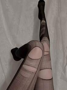 Women Sexy Lingerie Tearing Decor Long Socks , Over The Knee Socks Cosplay Uniforms Lolita Thigh High Stockings.Black Stockings, Easy-Tear Sexy Pantyhose, Black Stockings, Beautiful Legs, Sexy Stockings - Black - View 4