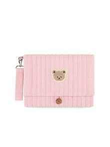 1pc Quilted Bear Foldable Hanging Diaper Caddy Organizer Bag, Multi-Compartment Storage Pouch - Multicolor - View 10