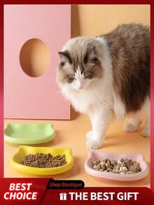 2 piezas Tazón de plástico multicolor para gatos, en forma de gato de dibujos animados, plato para mascotas amigable con los bigotes - Adecuado para comida seca/húmeda y agua - Fácil de limpiar, comida seca, aperitivos y comida enlatada húmeda, plato para almacenar residuos de huesos, plato para almacenar cáscaras de nueces. Rellenos de calcetines navideños, regalos, regalos divertidos, Ramadán, regalos personalizados - 300ml - Ver 7