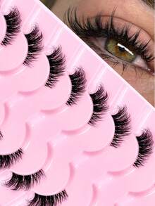 9 Pairs Half Lashes With Clear Band Natural Look Cat Eye Lashes Tail Elongated Eyelashes Fluffy Wispy Soft Faux Mink Lashes Natural Makeup,Suitable For Daily Makeup, Beauty Blogger Makeup - Cat Eye Lashes - View 1