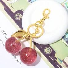 2pc Premium Cherry Keychain Bag Charm - Cute Women's Handbag/Car Keychain, Red And Pink Cherry Keychain, Perfect Anniversary Wedding Gift, Also Available As Birthday, Halloween, And Christmas Festival Gift. - Đỏ + Hồng - Xem 4