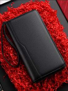 男士大容量手拿包钱包，时尚长款手提包，高端长款支票簿夹，圣诞礼物 - 彩色 - 查看 2