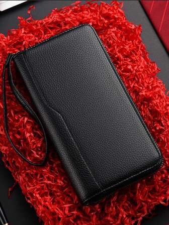Men's Large Capacity Clutch Wallet, Fashion Long Handbag Purse, High-End Long Checkbook Holder, Christmas Gift