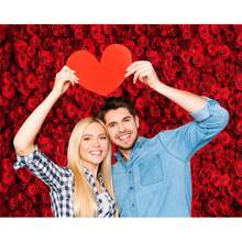1pc Bright Red Rose Photography Background, Polyester Material, For Party Photo Background, Engagement, Wedding, Mother's Day, Birthday, Party Supplies, Wall Decoration, Indoor And Outdoor Decoration, Courtyard Garden Party - Multicolor - View 6
