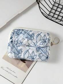 一款绗缝印花蝴蝶结相机包/CCD收纳包/相机包，迷你可爱方形化妆包，相机防尘收纳包，相机袋，女士口红和卫生巾收纳袋，小型拉链化妆包，零钱包。适用于存放黑卡相机，简约便携，防摔防刮，多用途户外使用。