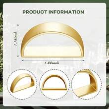 4-24pcs Matte Gold D-Shape Napkin Rings, Semi-Circle Gold Metal Napkin Holders, Tabletop Decor For Dining, Wedding, Party - Gold - View 2