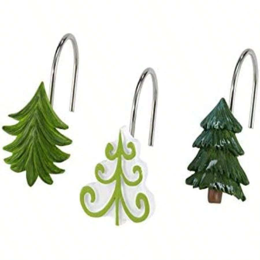 Avanti Linens - , Terciopelo de algodón Bordado Suave, Decoraciones navideñas (colección de árboles de Navidad)(Shower Hooks Multicolor) - Multicolor - Ver 1