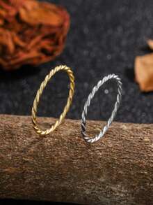 1枚925纯银奢华编织细戒指，复古扭绳设计，简约高端素圈戒指，送给女朋友的礼物 - 麻花素銀戒指 - 查看 3