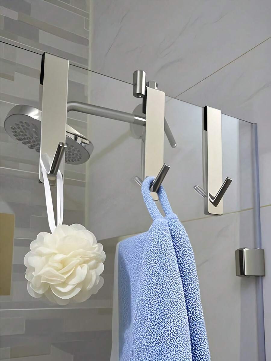 1 thanh treo khăn tắm hình chữ S bằng thép không gỉ, thích hợp cho cửa kính, móc treo áo choàng tắm phòng tắm, giá treo khăn cho phòng tắm, giá treo khăn gắn cửa, móc treo khăn cho phòng ngủ, nhà bếp, hồ bơi, khăn tắm bãi biển, áo choàng tắm treo tường, treo trên cửa tủ, tủ đựng đồ bằng kim loại phun cát - Nhiều màu - Xem 1