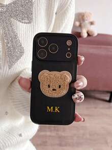 1个个性化奢华皮革纹理刺绣小熊手机壳，可定制字母名字，兼容 17/16/15/14/13/12/11 Pro Max/16 Plus/17 Air，全方位摄像头保护防震手机壳，金色、银色、橙色可选，简约复古情侣手机壳，绝佳生日礼物、圣诞礼物、送给她的礼物、个性化礼物、Etsy/定制产品、送给她的定制礼物、周年纪念/结婚礼物 - 橘色 - 查看 8