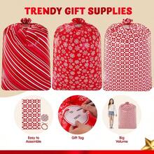 JOYIN 3 bolsas de regalo de Navidad jumbo de 56 x 36 pulgadas para fiestas color rojo para Navidad bolsa de regalo de plástico grande decoraciones de Navidad equipaje de mano juguetes grandes y animales de peluche - Rojo - Ver 4