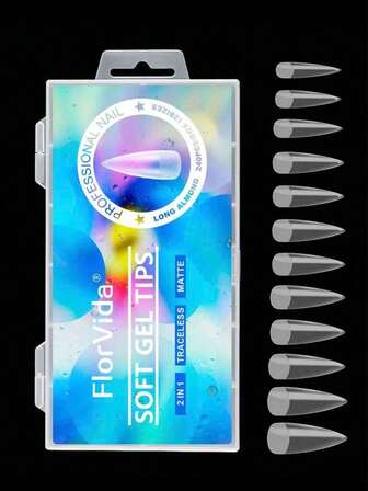 Upgrade Your Look With 240pcs Long Stiletto Matte 2 In 1 Acrylic False Nail Extension Soft Gel Tips