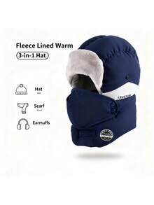 1 Piece Of Men's Winter Neck Protector With Thick Velvet Riding Lei Feng Hat And Anti Cold Cotton Hat, Suitable For Daily Use, Cycling, Skiing, Gifts From Close Friends, Lovers, Relatives, Christmas Gifts - Multicolor - View 3