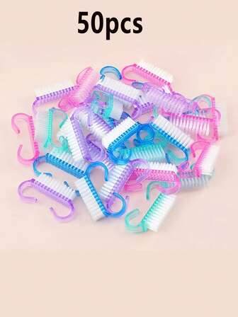 50 piezas por bolsa: Cepillo de limpieza de uñas, Acrílico a prueba de polvo para uñas, Herramienta de limpieza de polvo de brillo de ángulo pequeño, Cepillo de cuidado de belleza