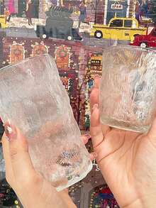 1pc Glacier Pattern Glass Drinking Cup Household High-Value Department Store Female Juice Drink Cup Ins Style Tea Cup Wine Cup,Beautiful And Practical, Coffee Cup, - Multicolor - View 5