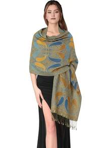 Paisley Pashmina Scarf For Women PASKMLNA - A18-18 Orange-blue - View 1