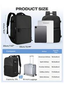 Unisex Laptop Backpack, Vacuum Compression Backpack, Multi-Functional Large Capacity Travel Backpack, Carry-On Backpack Compliant With Airline Standards, Wet And Dry Separation Independent Shoe Compartment Backpack, Travel Backpack For Kids And Adults - Multicolor - View 2