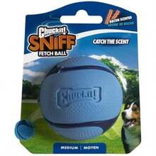 Chuckit! Juguete de bola para perro Sniff Ball, duradero con aroma a tocino y mantequilla de maní, juguete de goma para buscar bolas de perro, mediano, paquete de 2(Tocino) - Multicolor - Ver 2