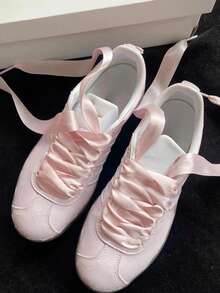 时尚粉色丝带鞋带，新款可爱女孩百搭运动鞋鞋带 DIY 鞋履配件（不含鞋子） - 粉色 - 查看 9