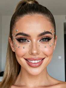 STARTTOOS 2mm/3mm/4mm Self-Adhesive Rhinestone Metallic Face Decoration Gems Y2K Holiday Party Daily Makeup DIY Face Decoration Music Festival Makeup Ball Face Decoration Gems - Multicolor - View 7