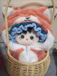 1件20厘米/7.87英寸小狐狸兔子服装，小动物连体衣，棉质带毛娃娃服装，适合娃娃穿着、装扮、收藏、生日礼物、万圣节、圣诞节、中东节日、情人节礼物 - 彩色 - 查看 5