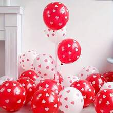 20个情人节气球，红白心形气球，印有“我爱你”字样，浪漫情人节气球，适用于婚礼周年纪念派对装饰用品 - 多色 - 查看 6