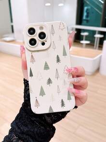 1pc Fashionable & Unique Christmas Tree Graphic Milky White Pupil Eyes Phone Case Compatible With IPhone 16/16Pro/16Plus/15/15ProMax/15Pro/11/12/13/14ProMax/12Mini/13Mini/11Pro/11ProMax/12Pro/12ProMax/13Pro/13ProMax/14Pro/14ProMax, Soft Shell, Creative & Elegant - Multicolor - View 1