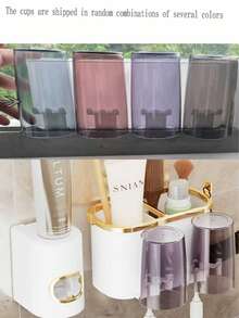 Gold-Plated Toothbrush Holder Toothpaste Holder Mouthwash Cup Wall-Mounted Toothbrush Cup Household Toothbrush Holder Toothpaste Squeezer Back To School