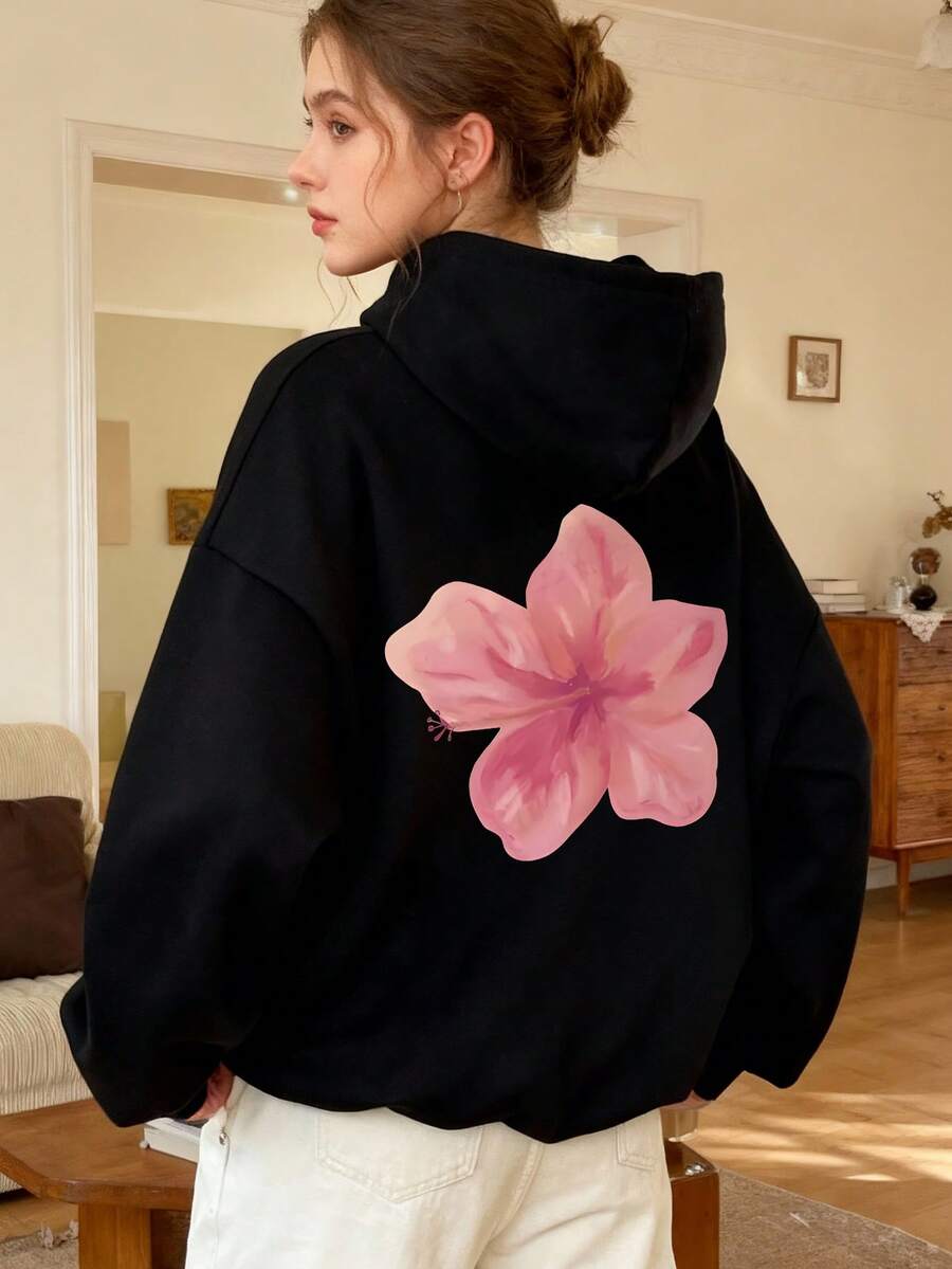 Áo nỉ dài tay dáng rộng in họa tiết hoa thời trang dành cho nữ tuổi teen, họa tiết vẽ tranh độc đáo, màu trơn, thích hợp mặc hàng ngày, đi chơi, dự tiệc, đi học, tham dự lễ hội âm nhạc, kỳ nghỉ, đi làm. Có thể dùng làm quà tặng cho gia đình, bạn trai, bạn gái, bạn bè, áo nỉ mùa đông cần thiết cho nữ. - màu đen - Xem 1