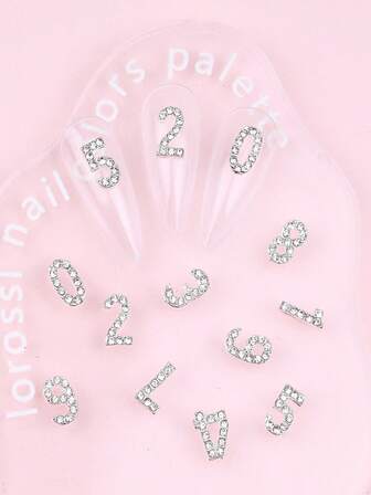 10件套3D金属数码美甲配件，银色闪亮水钻，DIY独特个性化美甲配件，送给女孩的礼物，可用于鞋子、包包、衣服、手机壳、美甲工艺品、美甲宝石等。