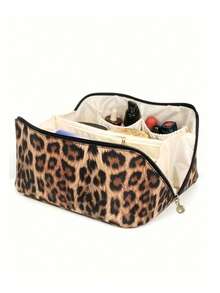 1 Stück Make-up Tasche aus PU, tragbare Kosmetik Aufbewahrungstasche, Organizer mit großer Kapazität für Make-up Utensilien - hergestellt aus wasserundurchlässigem PU Material, mit Reißverschluss, tragbar, geeignet für Reisen, Make-up im Schlafzimmer, Kosmetikaufbewahrung im Badezimmer, Hautpflege, Lippenstifte, Reisezubehör, Wohnheim Mehrzweck, Reiseessentials, Valentinstag Geschenk, Urlaubsgeschenk - Braun - Übersicht 7