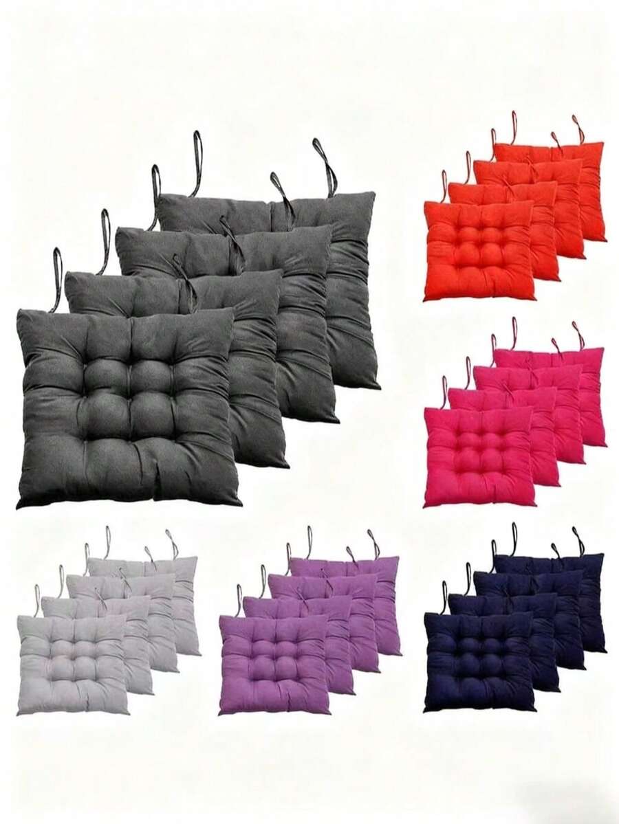 1/4pcs Casual Polyester Chair Cushion, Machine Washable, Durable Knitted Design, Comfortable Support, Suitable For Garden, Dining, Office Chairs, Versatile Use, Size 40x40x5cm, Living Room Chair Pad