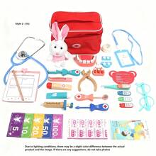 儿童木制医生工具套装，儿童角色扮演游戏，3-5 岁儿童牙科工具套装，配有医疗套件、听诊器和其他配件，适合男孩和女孩的趣味角色扮演游戏