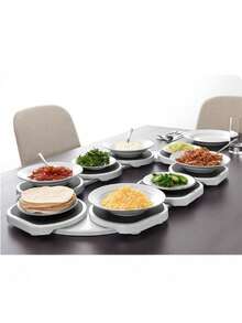 360°旋转懒人转盘 - 可调节可扩展，适用于长方形餐桌，是厨房和餐厅的理想之选，易于组装，黑白两色可选。由于制造工艺复杂，表面可能存在轻微痕迹，但不影响使用和外观。由于手工测量，尺寸可能存在1-2英寸的误差。适用于节日聚会和日常用餐，可保护桌面并提升用餐氛围。 - 彩色 - 查看 2