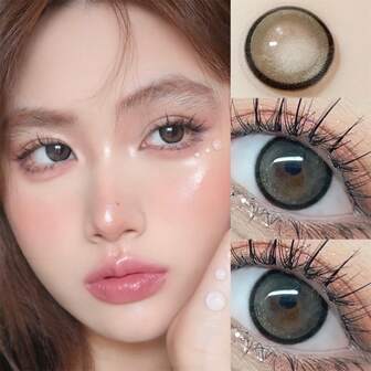 Morningcon Sylvia Gray Eyes Big Beauty Pupil Cosmic Contact Lens Small Diameter Myopia Colored Natural Contact Lenses 2 Pieces Summer Gift For Girls Eye Make Up Yearly