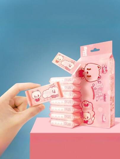 Mini Portable Wet Wipes, Compact Pack For Students, Military Training, Adults Hand & Face Cleaning Sanitary Wet Tissues