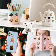 56pcs Cute Cat & Dog Doodle Stickers For Luggage, Water Bottle, Laptop, Bicycle, Skateboard, Phone, Tumbler Decoration