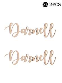 LICVIC 1/2件装木质姓名牌，适用于婚礼、新娘送礼会、个性化定制、家居装饰、礼品背景板、派对、情人节、客厅等场合。 - 彩色 - 查看 10