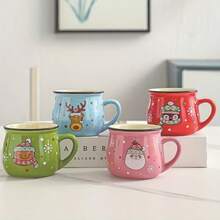 Ceramic Christmas Mousse Cups: Cute Cartoon Santa Claus Design With Attractive Appearance, Suitable For Holding Desserts In Bakeries. Ceramic Coffee & Breakfast Cups, Material With High Temperature Resistance, Applicable For Daily Home Use And Children's Drinking. Perfect Items For Enhancing Christmas Atmosphere, Combining Practicality And Decorativeness, Making Desserts And Drinks More Ceremonial. - Multicolor - View 3