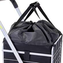 Bolsa Premium para Carrito de Compras o Lavandería de 39, 4x43, 2x52, 1 cm - Poliéster Negro, Resistente y ácil de Desmontar - Negro - Ver 5