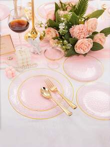 1/5件套白色透明龙鳞一次性餐具套装，7.5英寸，高品质一次性可重复使用，适用于派对、婚礼、生日、晚宴、万圣节、圣诞节等场合。 - 顏色/款式隨機出貨 - 查看 7