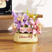 12pcs Micro Particle Flower Potted Building Blocks, Mini Particle Assembly, ABS Material, Suitable For Children 6+ Years Old, Develop Hands-On Ability, Can Be Desktop Decor, Window Display Collection, Holiday Small Gift, Gift Box Packaging - Multicolor - View 16