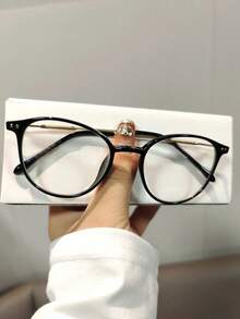 1 Pair TR90 Material Metal Spiral Leg Lightweight & Comfortable Classic Mixed Plastic Metal Decorative Glasses With Glasses Strap (Glasses Strap Included) - Black - View 8